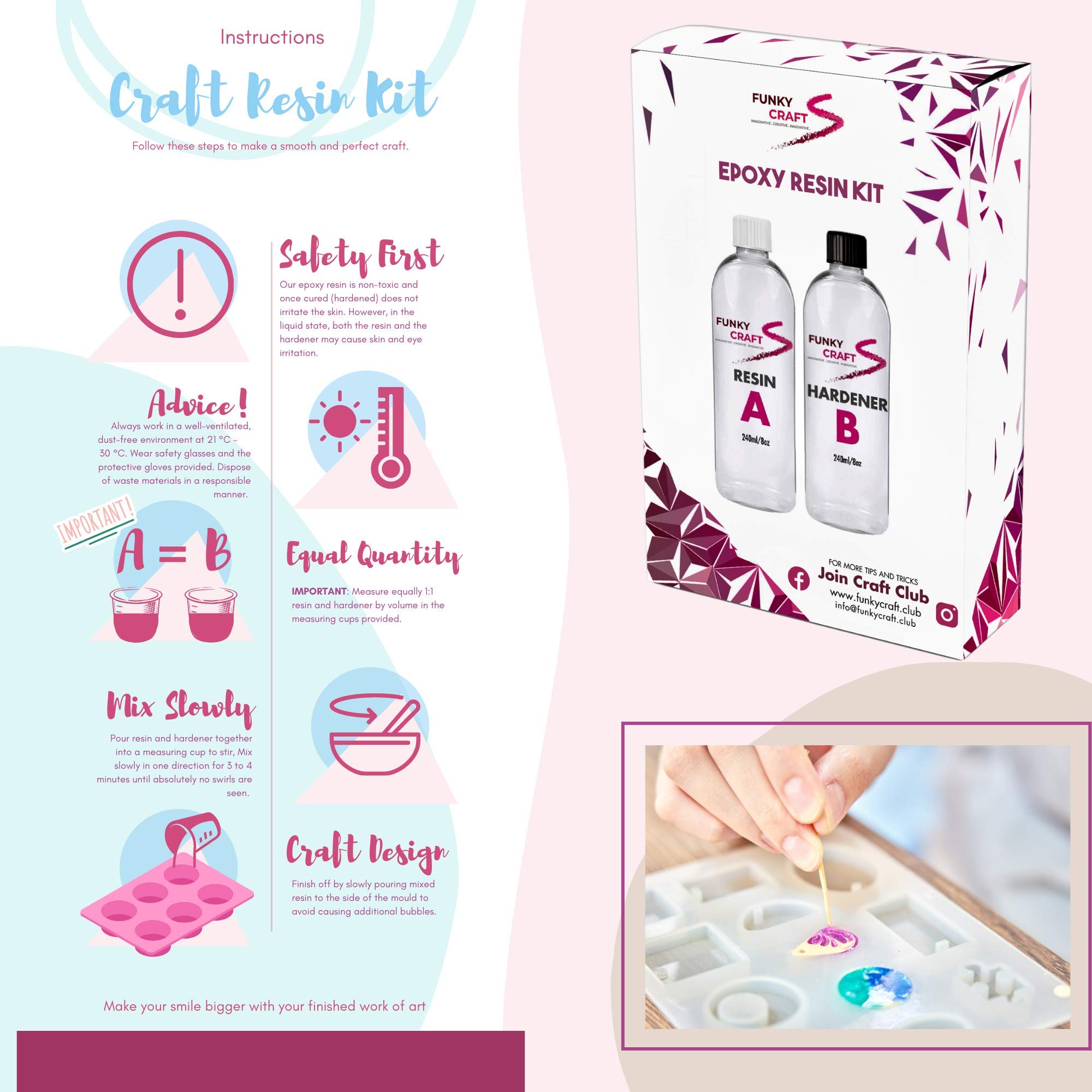 Buy FUNKY CRAFT Epoxy Resin Kit Resin Kits for Beginners 16oz, Resin