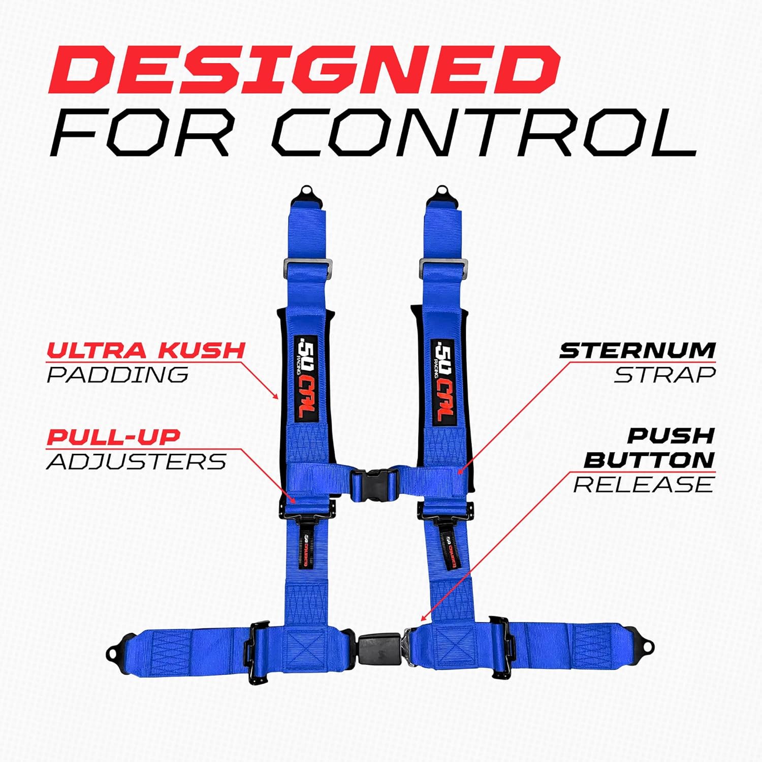 1pc 4 Point Harness for Bucket Seat, Push Release, 10 Color Options, Racing Harness, Race Car, Off Road, UTV, RZR