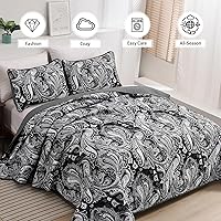 Vista 62 de DJY Juego de edredón de cachemira marrón, tamaño Queen, juego de colcha bohemia de 3 piezas, ropa de cama de microfibra suave y ligera con estampado