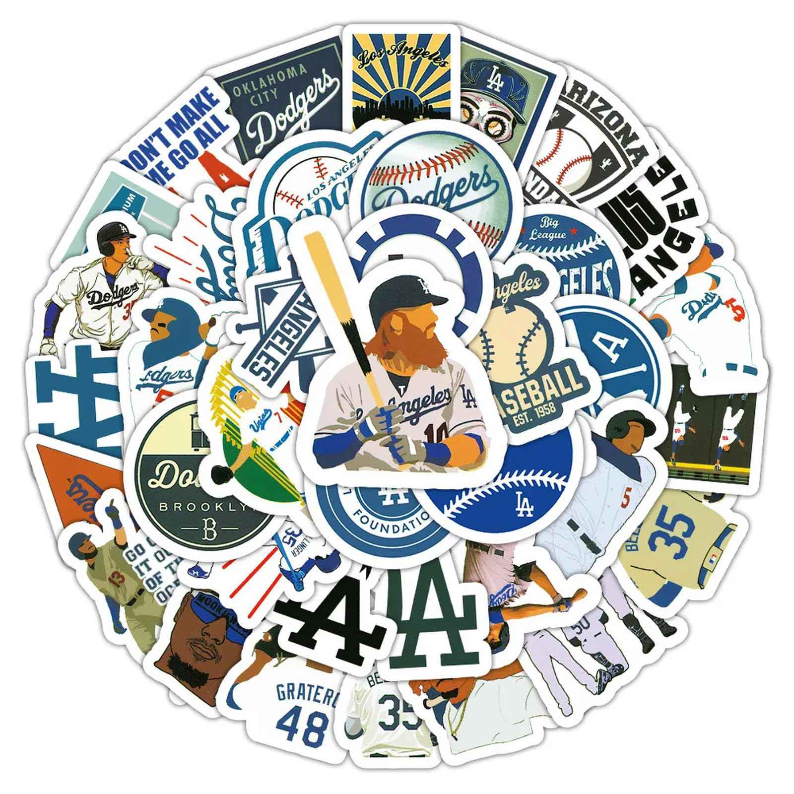 TVIVID 50/100PCS Dodgers Stickers baseball Cartoon Sticker Sports Graffiti Decals DIY Luggage Laptop Phone Guitar Car Bike