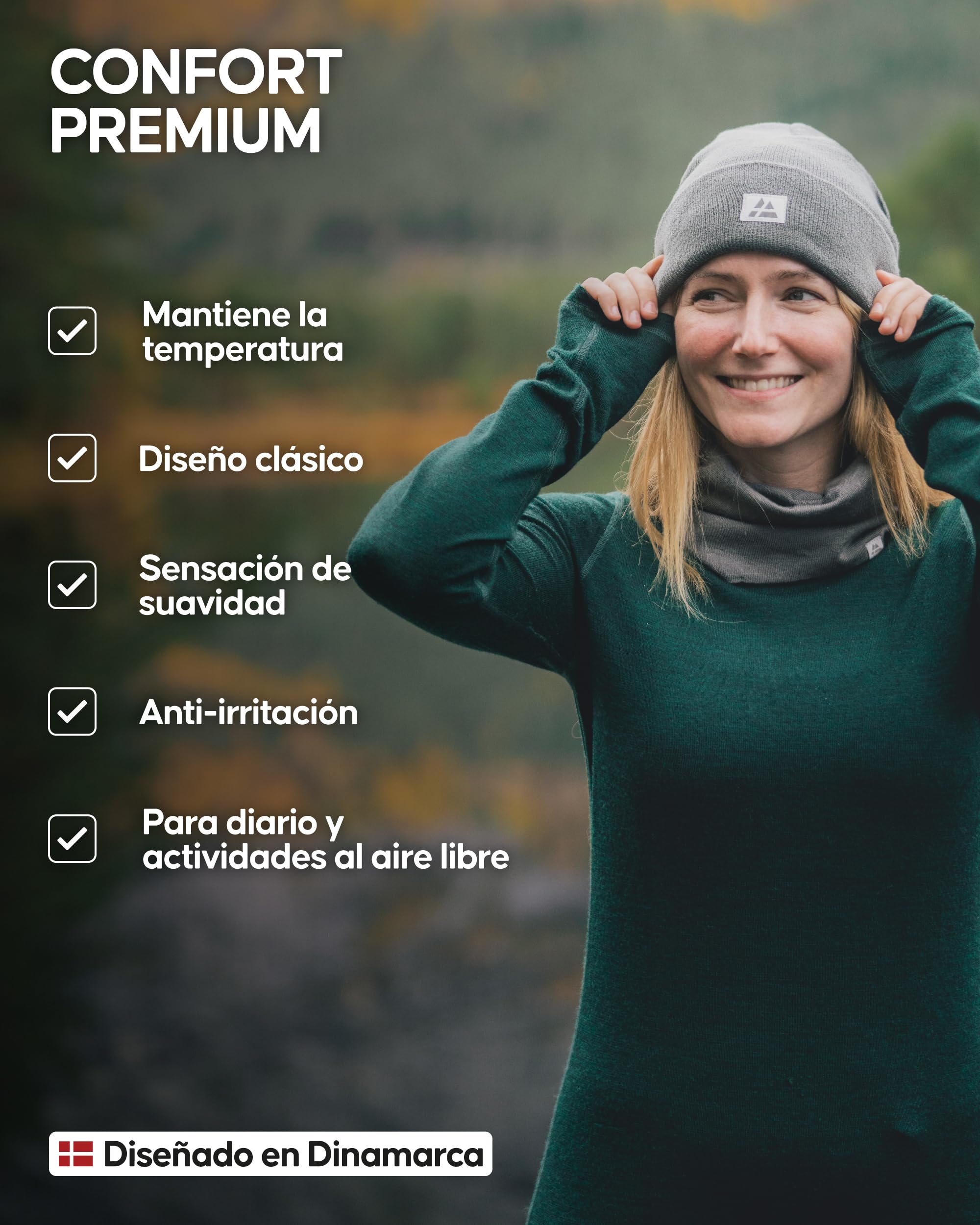 DANISH ENDURANCE Gorro de Punto Estilo Beanie, Gorro Invierno Suave y Elástico, Materiales Reciclados, para Hombre y Mujer