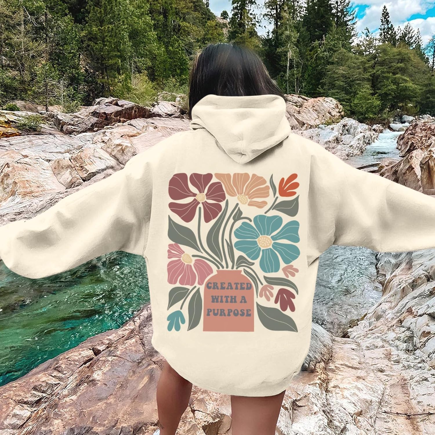 Christian Hoodies for Women Floral Graphic Bible Verse Boho Hoodie Religious Faith Sweatshirts with Sayings Pullover - Image 2