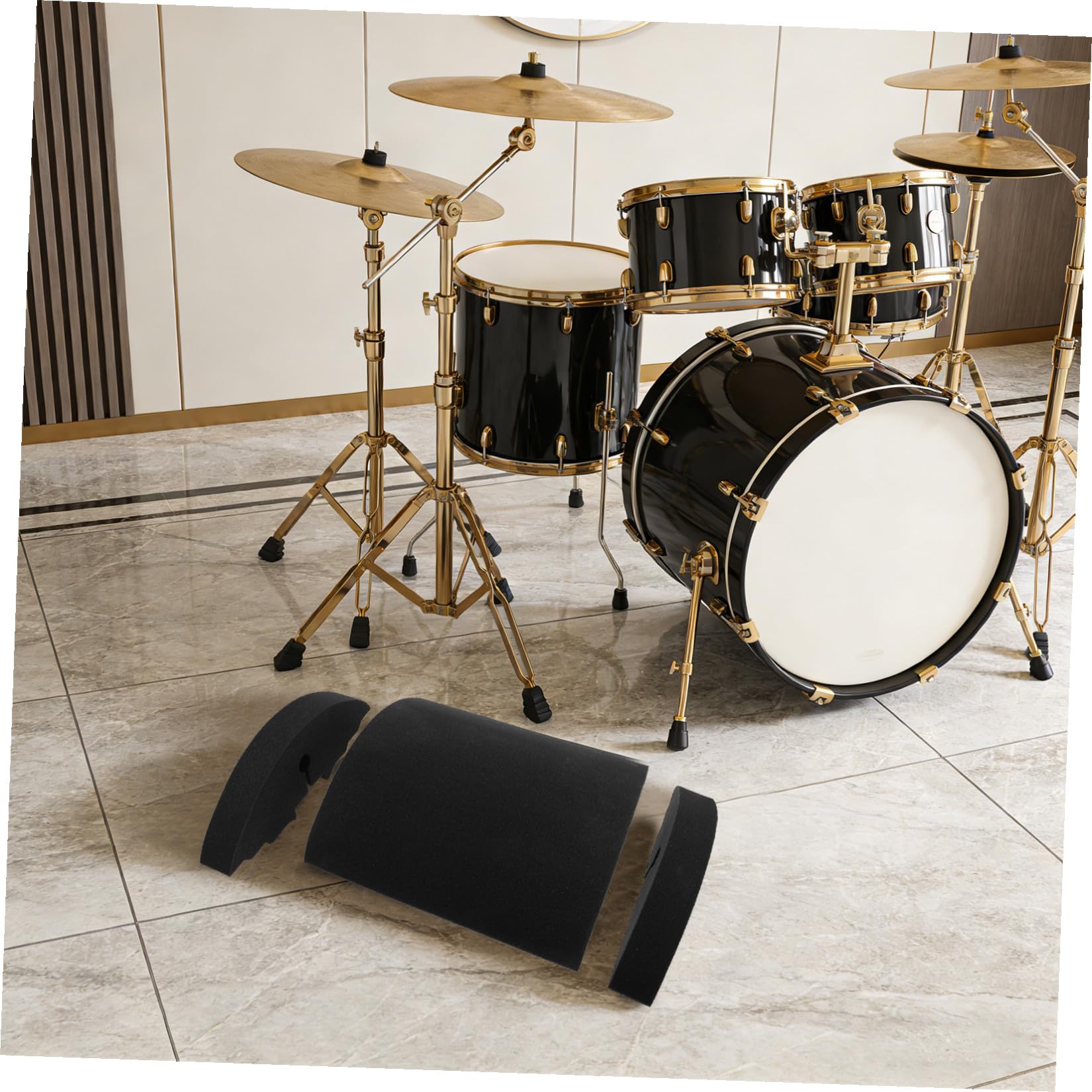 Almohadillas Silenciadoras de Batería de Esponja, 3 Piezas | Práctica Silenciosa, Ajuste Firme en Superficies de Percusión, Instalación y Retiro Rápidos, Color Negro