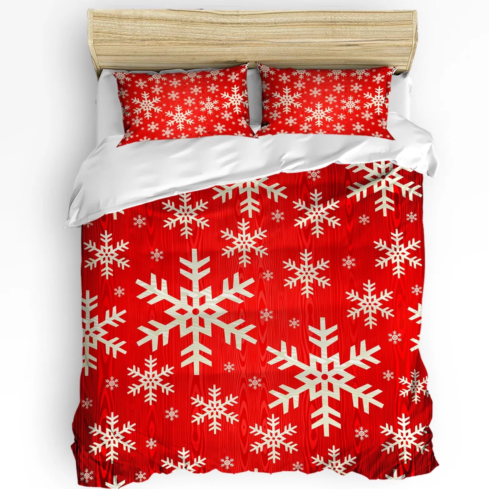 Housse de couette Noël 180x210 cm avec motif flocons tissé doux