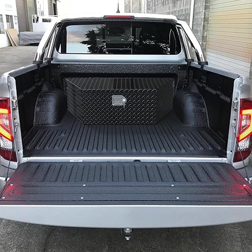 Miniatura 8 de TUFFIOM Caja de herramientas de aluminio de 39 pulgadas con cerradura y llaves, organizador de almacenamiento de placa de diamante, caja de