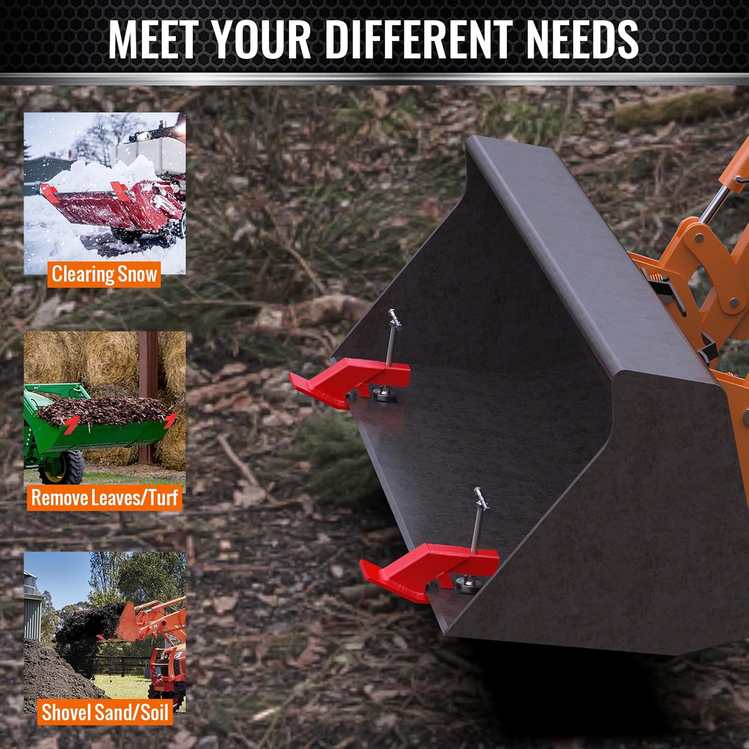 2026 New Upgraded Tractor Bucket Protector(Red),4.5” Wide Skid Edge Protector, 3/8'' Thick Ski Edge Protector with Anti-slip Steel Plate for Snow Leave Removal Spreading Gravel, 2 PCS