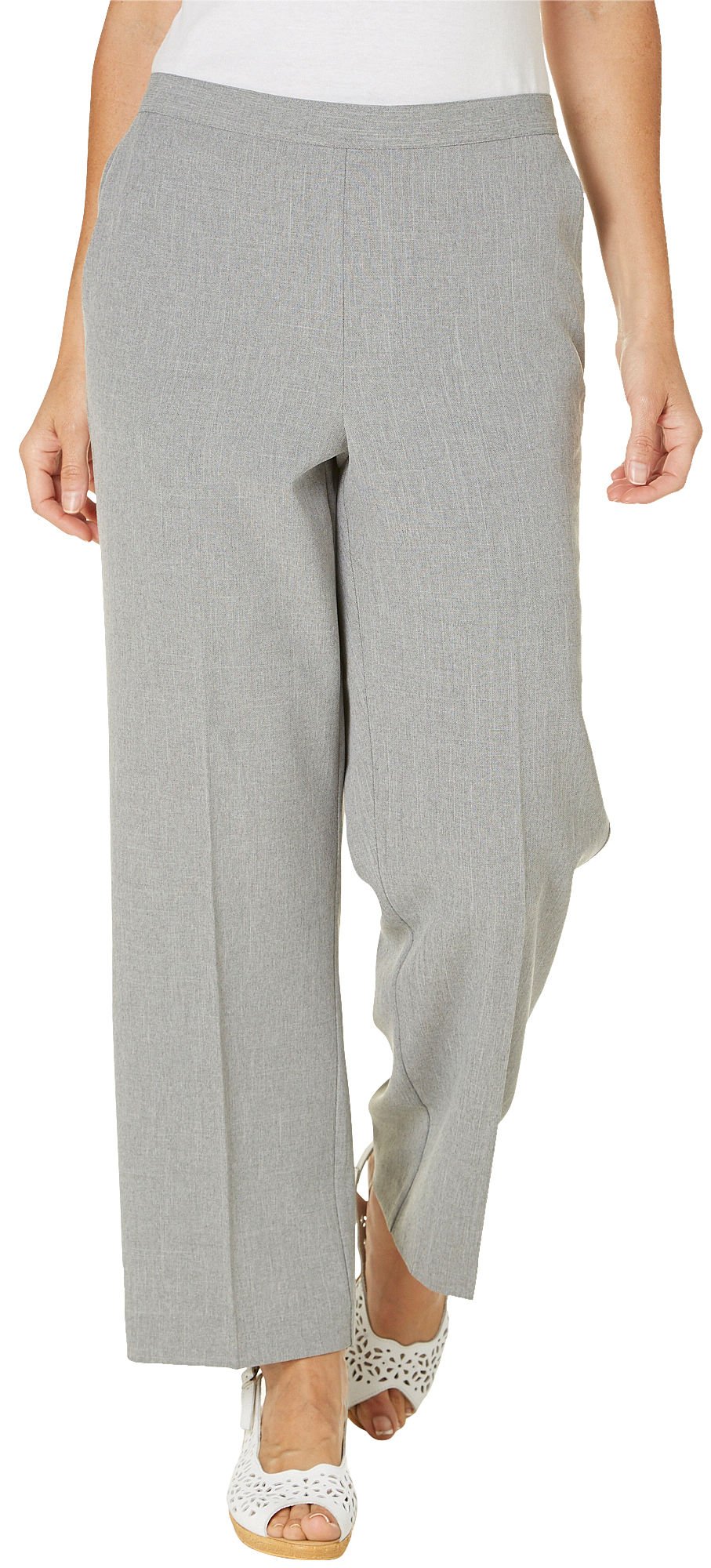 Alfred Dunner Lake Como Flat Front Pants Silver 14 S
