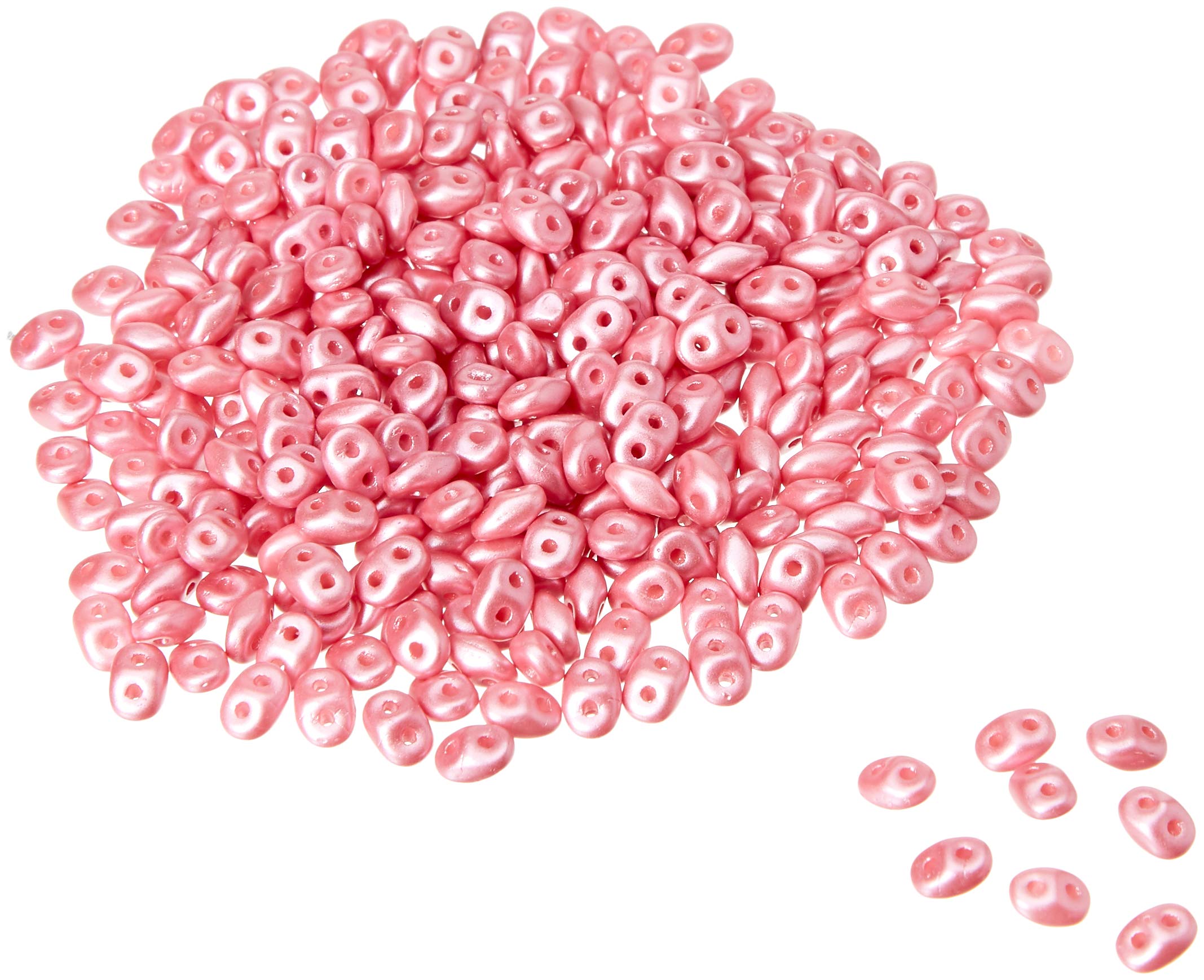 SuperDuo Pastel Pink Czech Two Hole Seed Beads 22.5GM