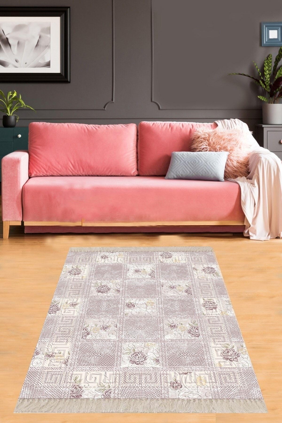 Pelangi Patchwork Çiçek Desenli Yıkanabilir Kaymaz Taban Leke Tutmaz Modern Salon Halısı Ve Yolluk, Karışık Renkli 100 x 150