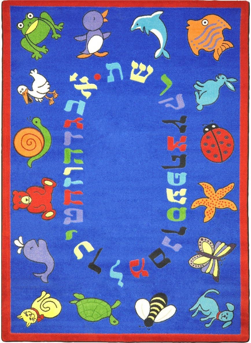 Joy Carpets Educational ABC Animals Hebrew Alphabet Kids Rug Rug Size: 5'4" x 7'8"
