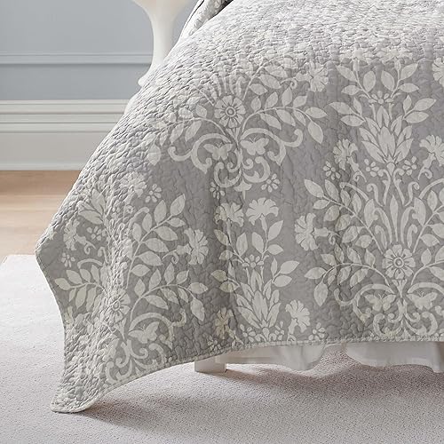 Vista 7 de Laura Ashley Home - Juego de edredón tamaño individual, ropa de cama reversible de algodón con funda a juego, decoración del hogar para todas