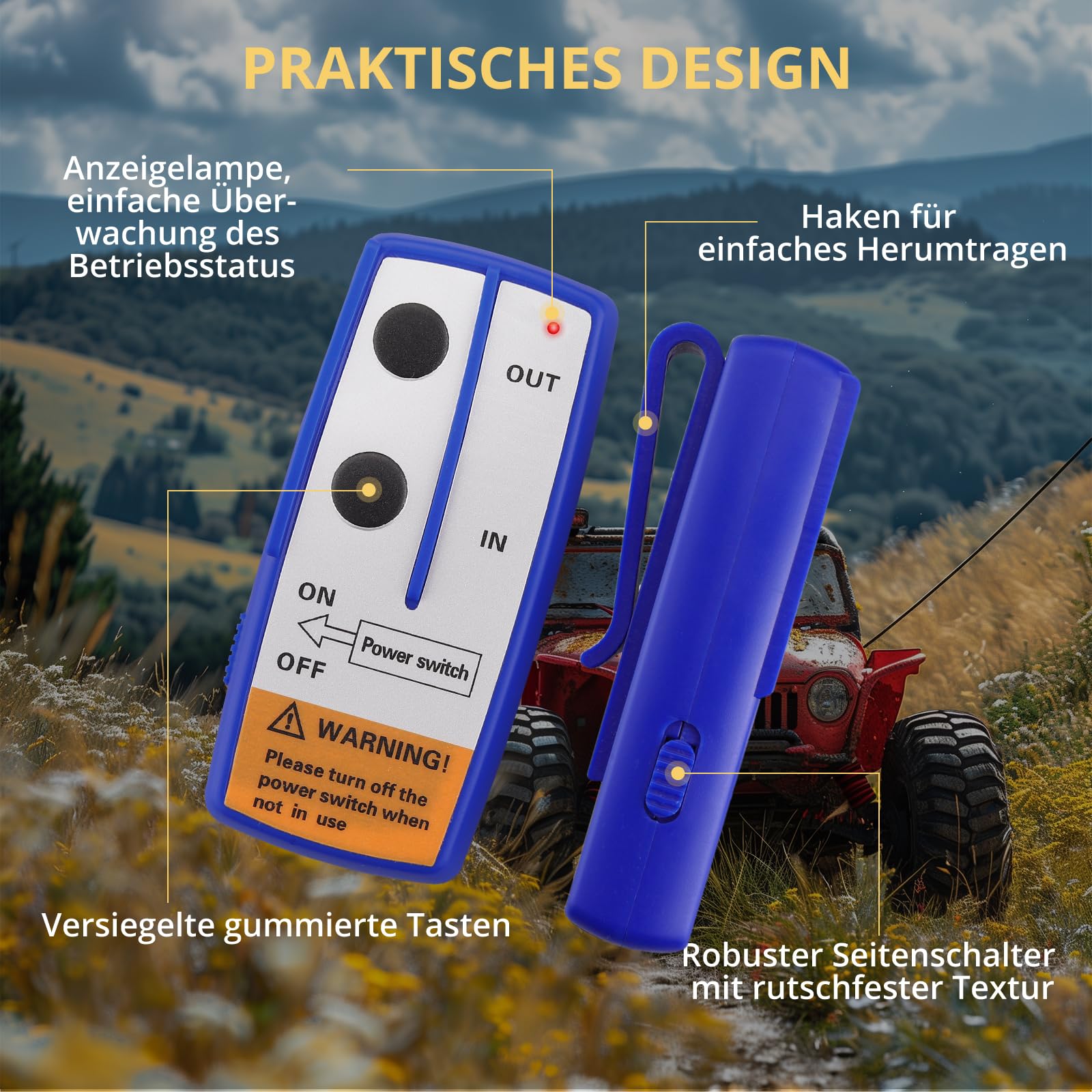 AMTOVL Fernbedienung für seilwinde 12V bis zu 30 m Seilwinde Fernschalter für Jeep ATV SUV