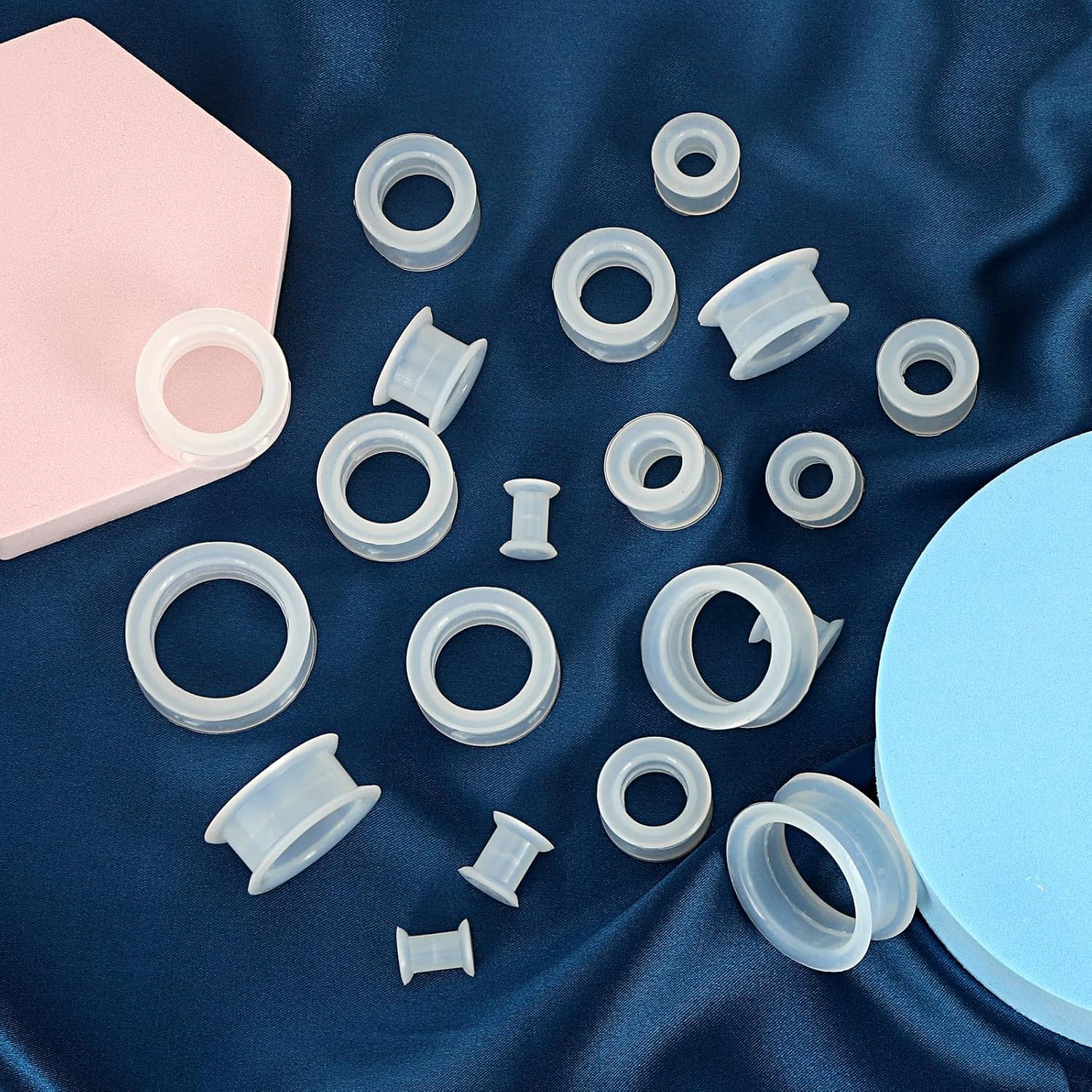 Longbeauty 20pcs Tunnels Kit 2g-1" Silicone Ear Skin Gauges Plugs Ear Expander Stretching Set