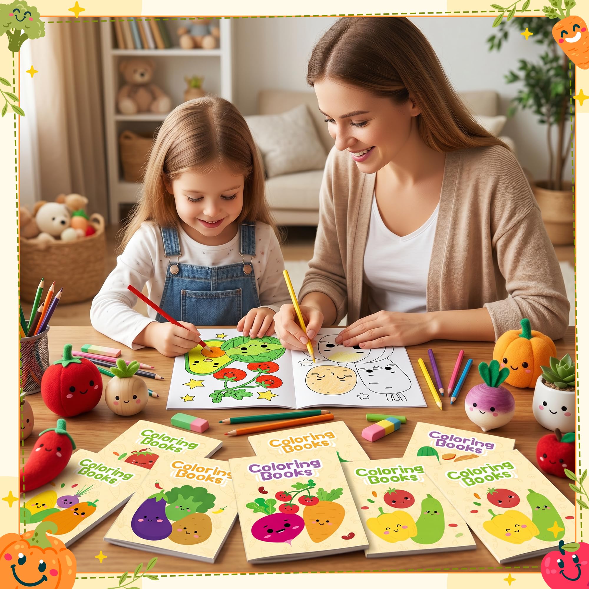 96 libros para colorear vegetales para niños, fiestas, recuerdos escolares, recompensa