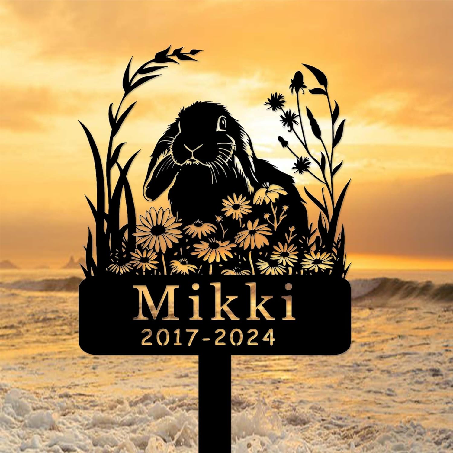 Custom Rabbit Bunny Grave Marker Bunny Memorial Garden Stake Rabbit Garden Decor Metal Sign Personalized Rabbit Bunny Name Yard Remembrance Stake Loss of Bunny Sympathy Sign