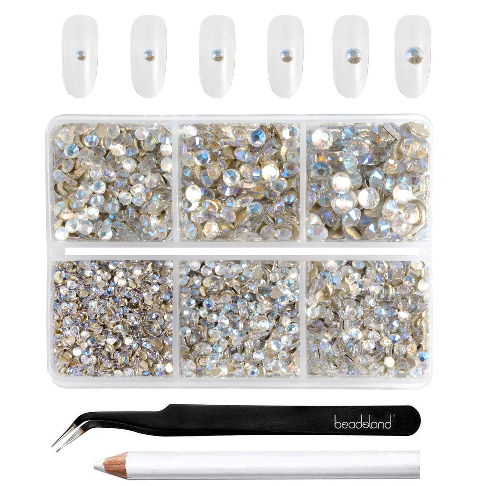 Beadsland Flatback Rhinestones, Blue Moonlight, Mixed 6 Sizes 4300pcs