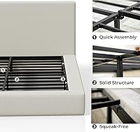 Vista 5 de RECCI Cloud Boucle Marco de Cama Queen Tapizado con Cabecero, Plataforma Acolchada de Espuma de 5 Pulgadas, Sin Somier, Fácil Montaje (Beige)