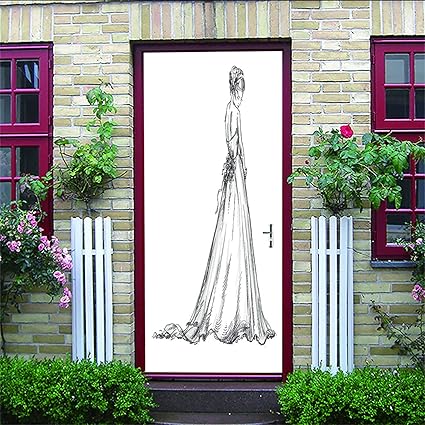 Amazon Co Jp Gcykgl ドアステッカー白 ウェディングドレス 花嫁 3dドアステッカー ドア用壁紙 ドアシール 壁 おしゃれ ウォールペーパー シール 剥がせる インテリア モダンアート 壁飾り 玄関 廊下 ドア x0 Cm Diy 工具 ガーデン