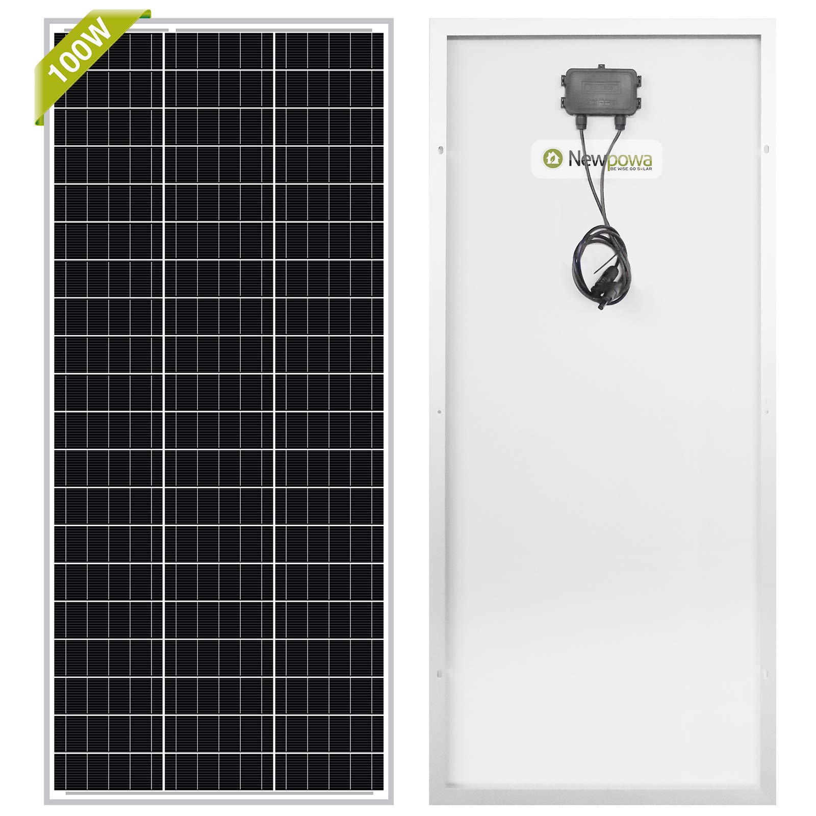 Newpowa 100 Watt Monocrystalline 100W 12V Solar Panel High Efficiency Mono Module RV Marine Boat Off Grid