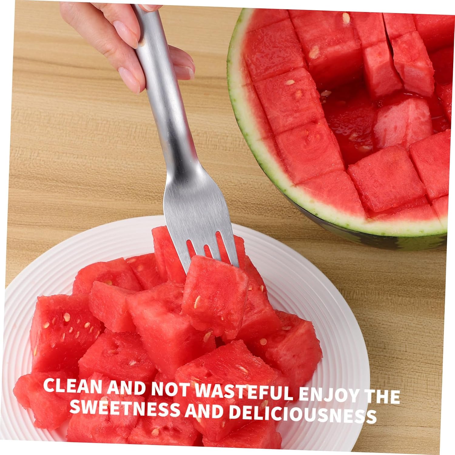 Stainless Steel Fruit Fork Slicer for Watermelon Cutting and Serving