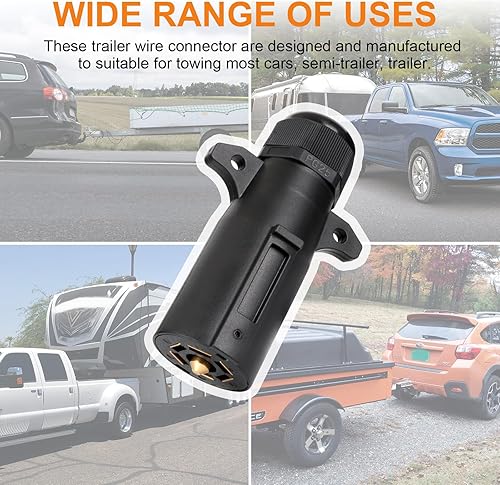 Miniatura 8 de TIROL Enchufe de remolque de 7 vías, conector de remolque de 7 pines, enchufe de remolque de hoja desmontable con tuerca de compresión desmontable,