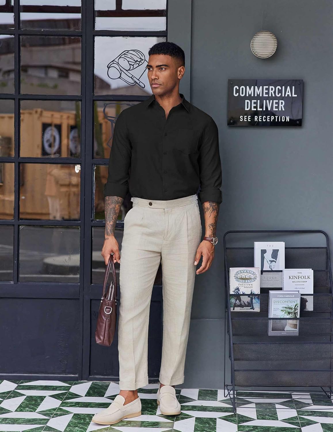 COOFANDY Mens Oxford Shirt Long Sleeve Casual Button Down Shirts Soild Dress Shirts with Pocket - Image 2