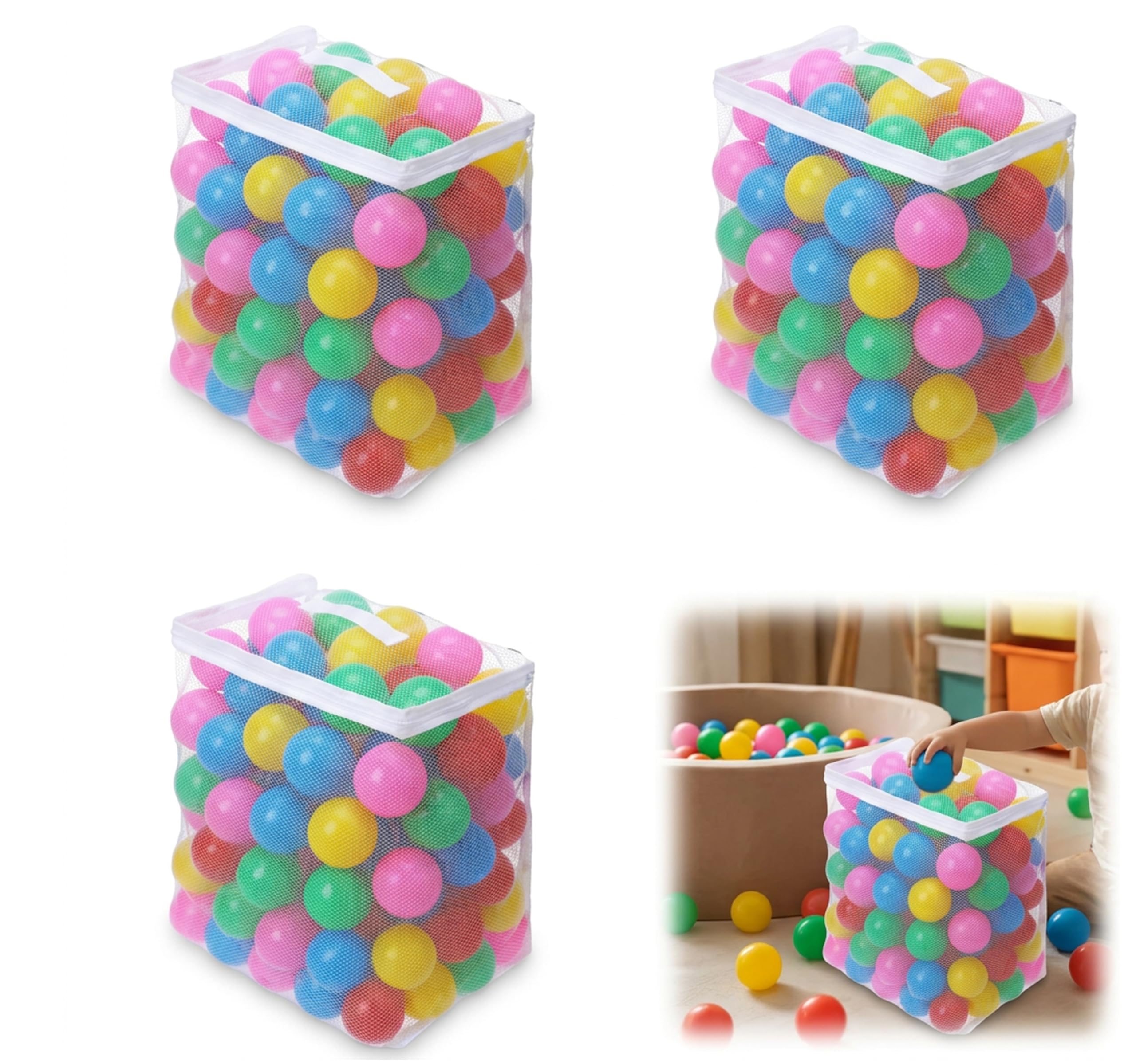 GYTFOG 3 Pack Mesh Ball Pit Balls Storage Bags, Balls for Ball Pit