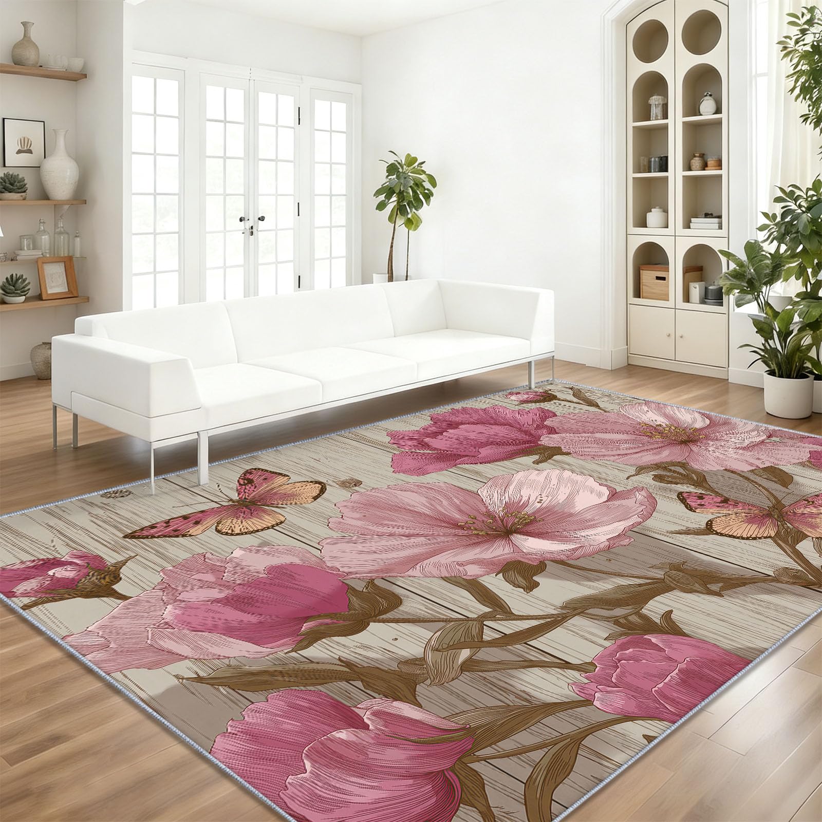 Teppich Blumen Schmetterling Stiele 80 x 150 cm