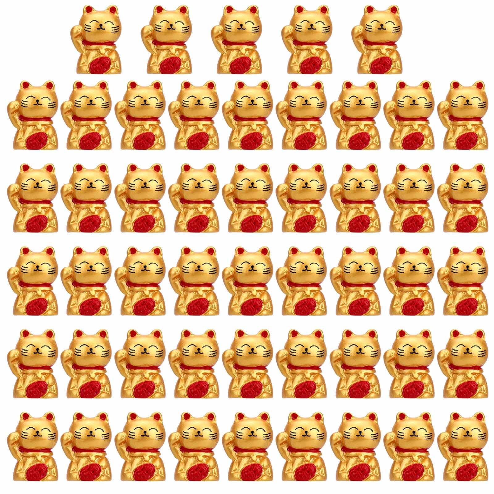 BOXOB 40pcs Mini Resin Lucky Cat, Miniature Cat Animals