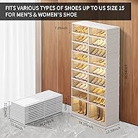 Vista 3 de 9-Tier Foldable Shoe Rack Organizer for Closet,36Pairs Collapsible Plastic Shoe Shelf,Large Shoes Cabinet with Door,Clear Stackable Storage Box Easy