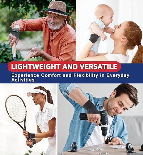 Miniatura 7 de HiRui Paquete de 2 muñequeras muñequeras, correas de compresión de muñeca para trabajo, fitness, tenis, levantamiento de pesas, tendinitis,