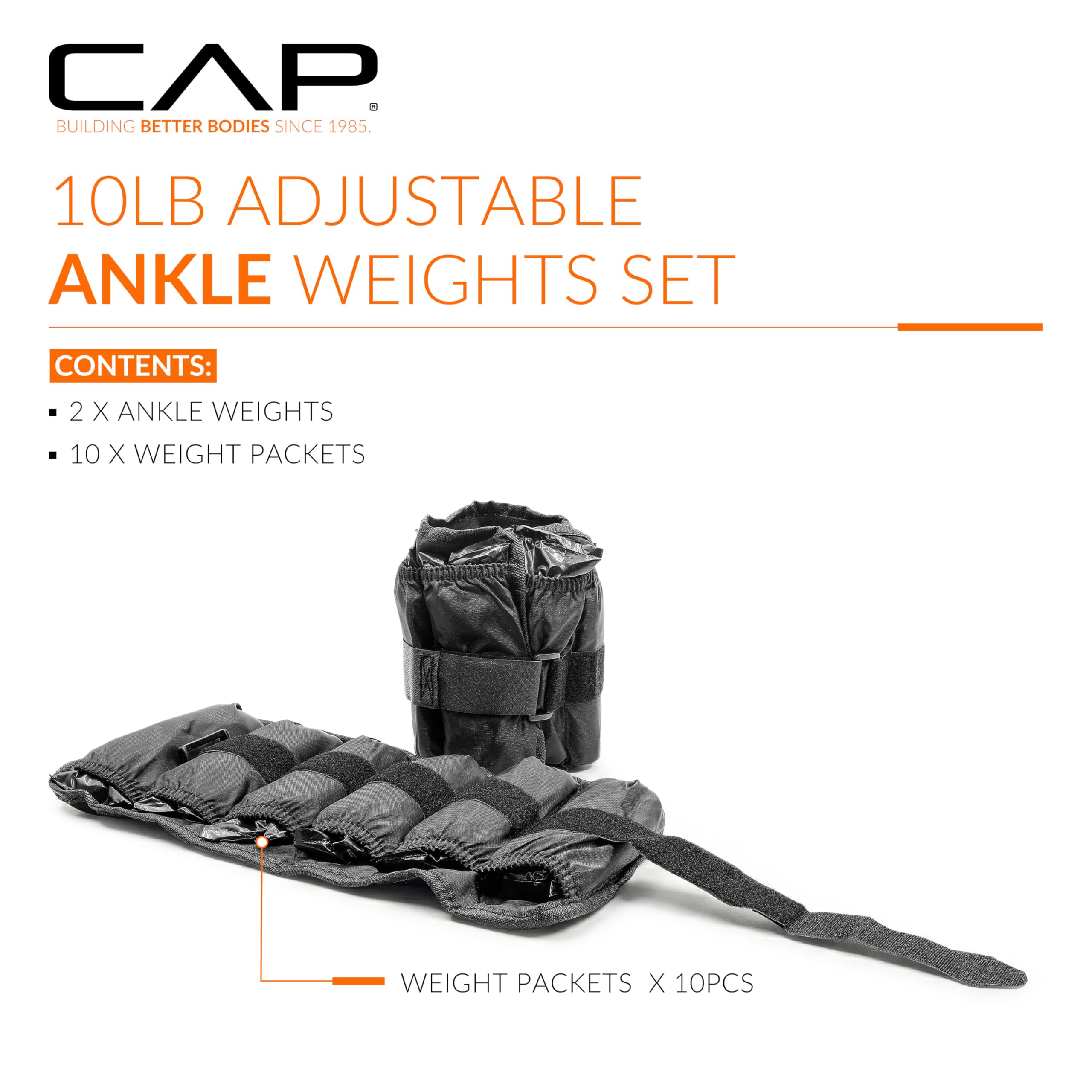 CAP Barbell Unisex's HHA-CB010A1 regulowane ciężarki do kostki, 3,5 kg, czarny