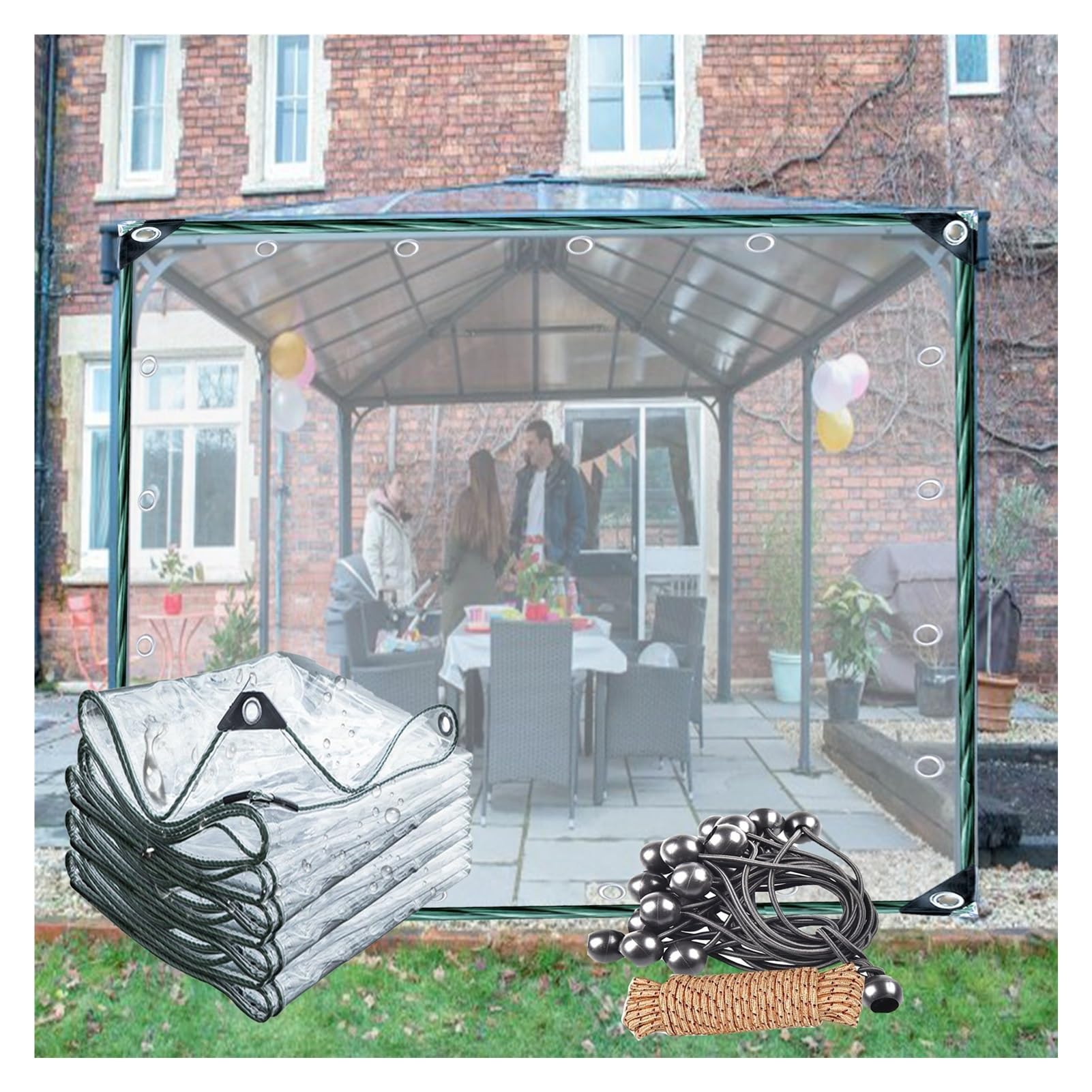 VXHCS Telone in Vinile Tenda in Tela Cerata in PVC Trasparente 0,3mm Tende Isolate per Serra Tenda della Porta del Garage(2.4x2.5m)