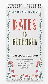 Floral Rustic Perpetual Calendar Birthday Wall Hanging Anniversary Special Event Reminder Calendar Book Journal Stationary Wall Hanging Birthday Gift Card Planner Organizer