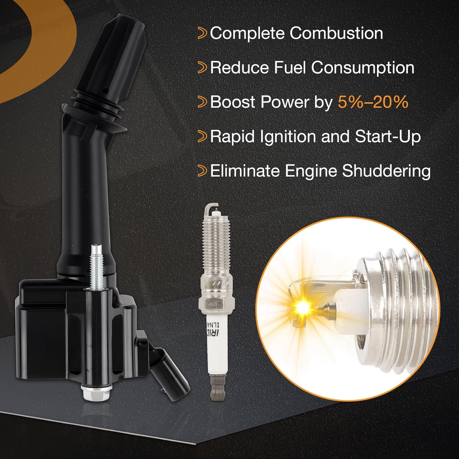 Ignition Coil UF802 and Spark Plug Set of 4 Compatible with Chevy Cruze, Equinox, GMC Terrain, and Buick Encore L4 1.4L 1.5L 2016-2022. Replace UF-802 12670053 C2036