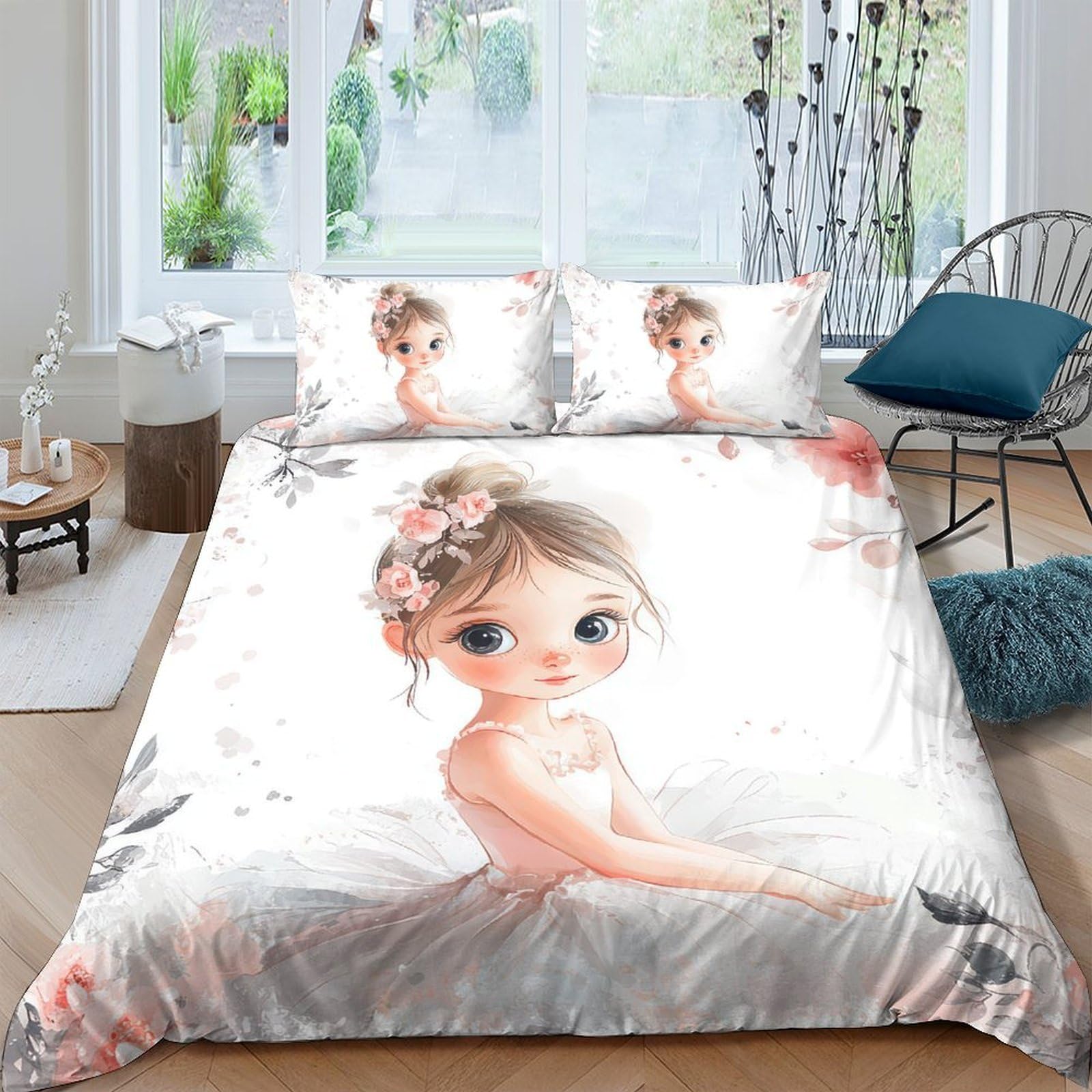 Ctjqhvkz Style-8 3D Printed Cute Ballerina Fitted Sheet Microfiber Soft Breathable Princess Doll Bed Cover For Bedroom Dorm Mattress Protection Decor Single（135X200cm）