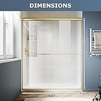 Vista 96 de SUNNY SHOWER B020, puertas de regadera deslizantes sin marco (56 - 60 x 72 pulgadas), cristal de 1/4 pulgada, acabado cromo