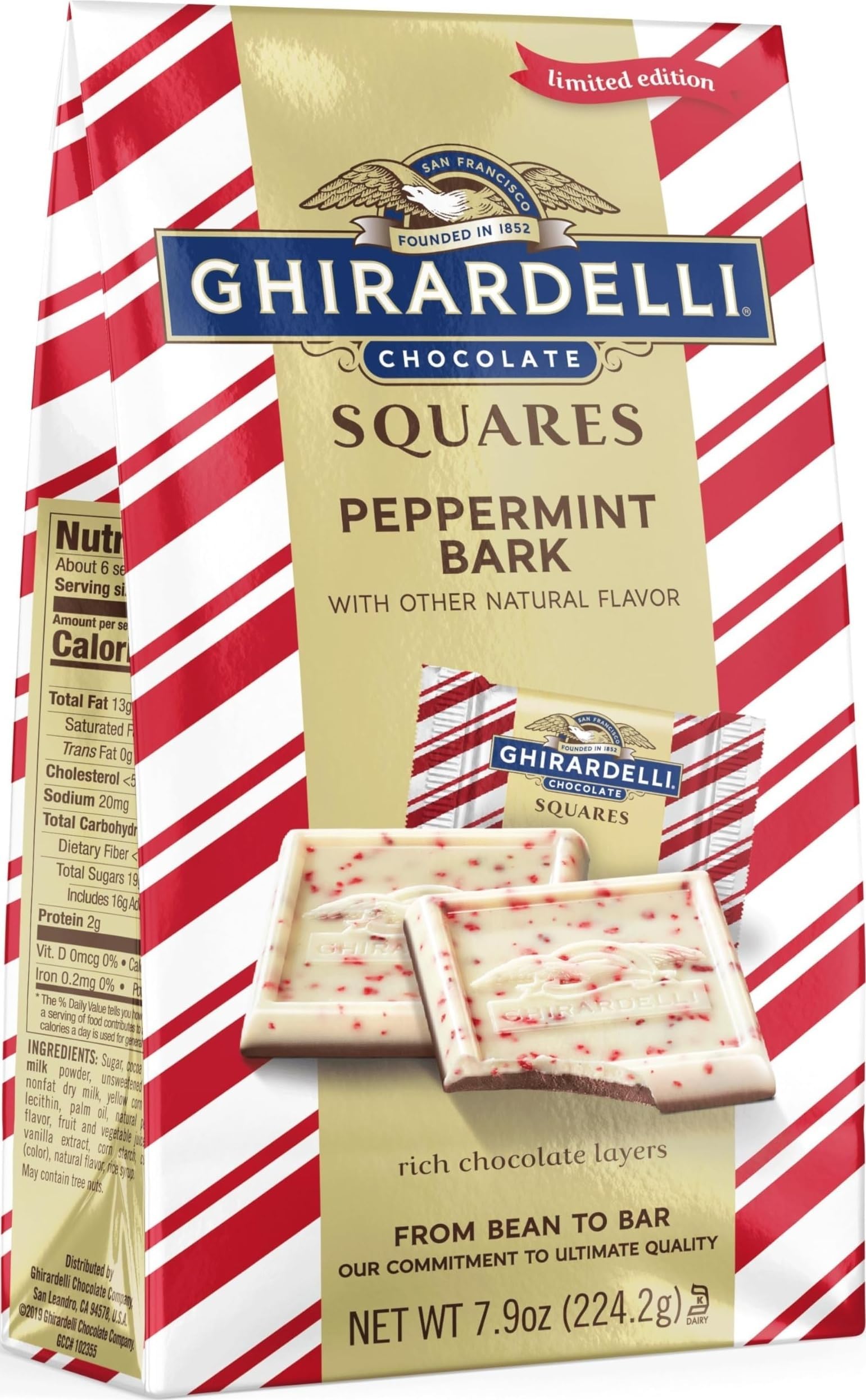 GHIRARDELLI Peppermint Bark Chocolate Squares, 7.9 OZ Bag