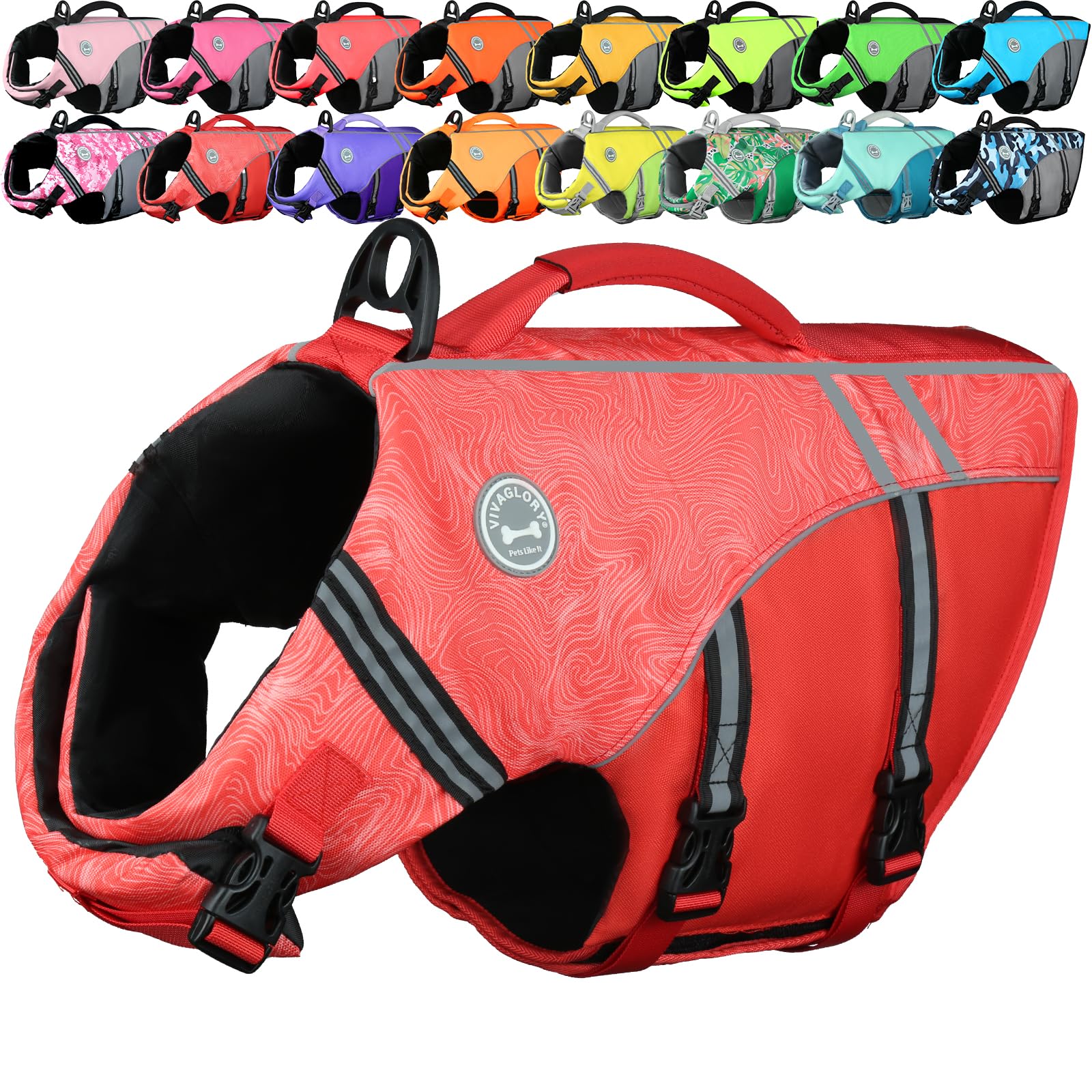 VIVAGLORY Sports Style Hundeschwimmweste, Rettungswesten Für Hunde Bootfahren, Auftrieb & Schwimmhilfe, Schwimmweste