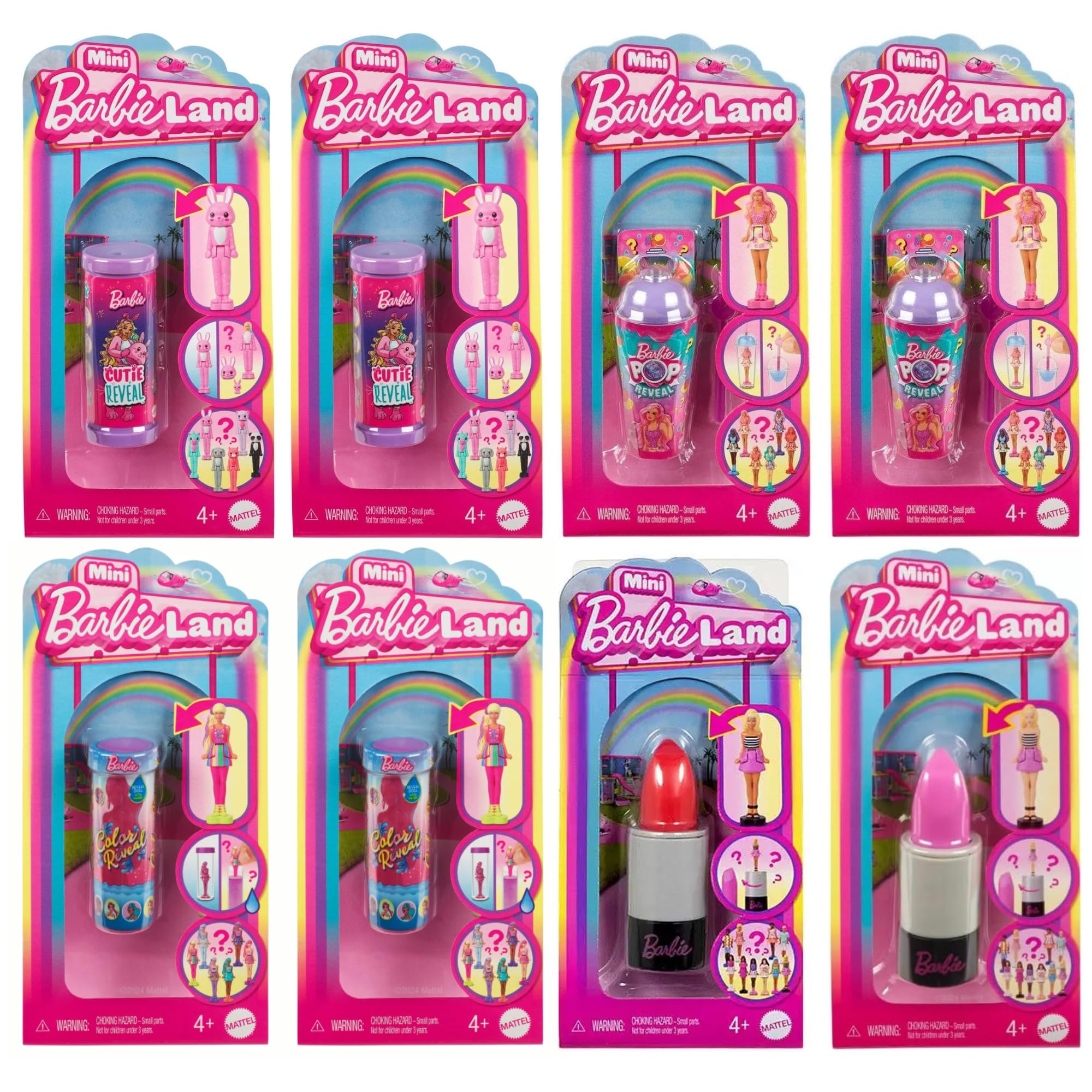 Barbie Miniland Dolls - Pop Reveal, Cutie Reveal, Fashionista & Colour Reveal Blind Figure Sets - (2 of Each Style Pack of 8) — image 1
