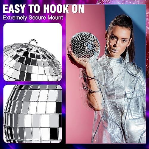 Miniatura 4 de Sumind 50 adornos de bola de discoteca colgantes de Navidad, decoración de pastel, bolas de discoteca reflectantes a granel, decoraciones para árbol