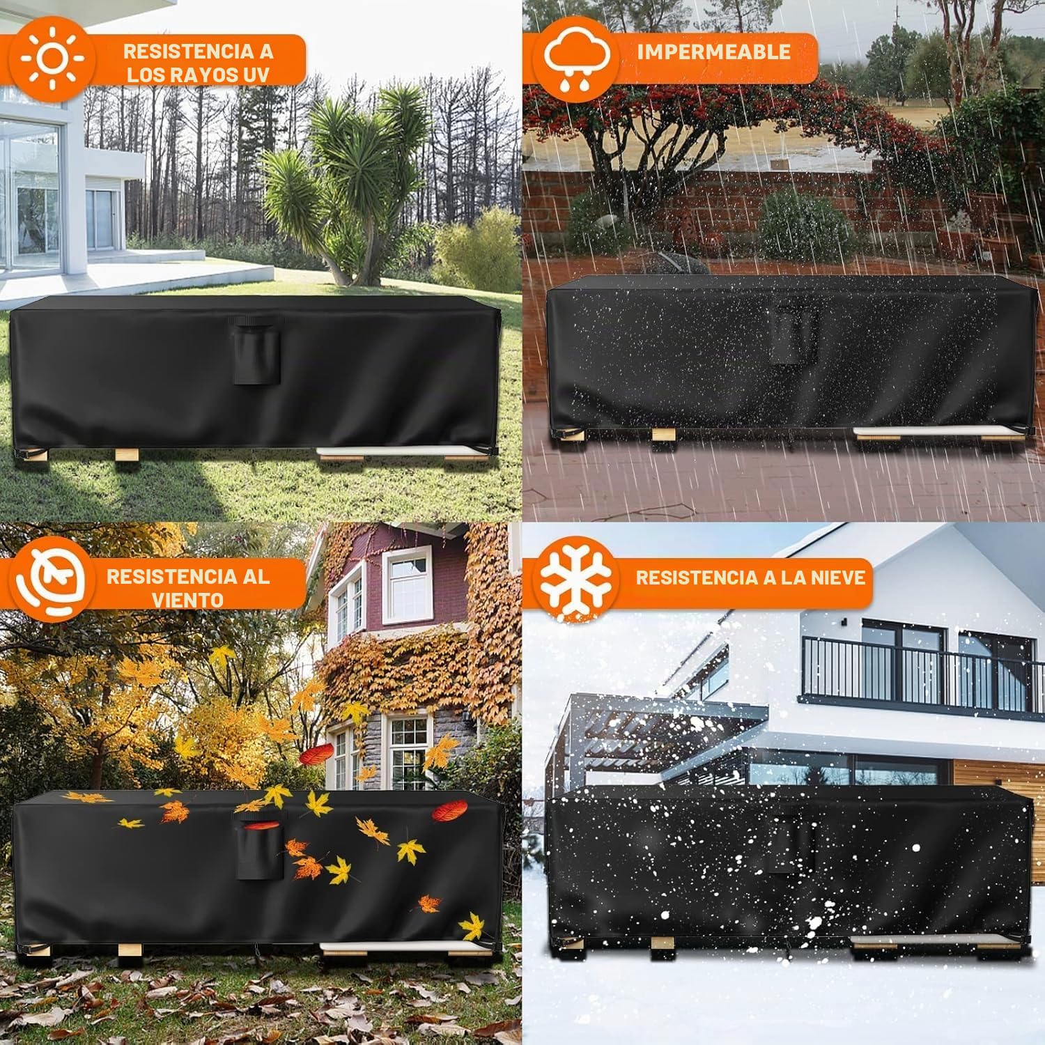 Funda Mesa Exterior Impermeable, 420D Tela Impermeable Resistente Al Polvo Y Al Desgarro, Aplicable A Mesa Jardin Exterior Muebles (213×132×74cm)