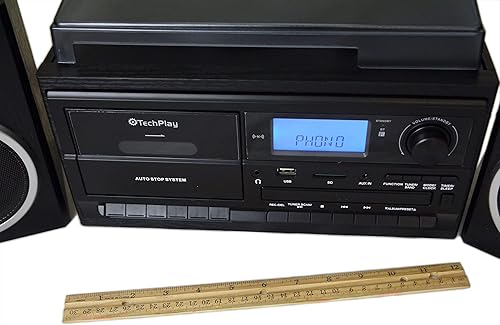 Miniatura 7 de TechPlay ODC128BT - Tocadiscos de 3 velocidades con reproductor de cassettegrabadora, CD, tarjeta SD MP3reproductor USB, radio digital AMFM, entrada