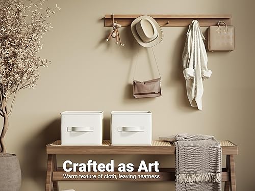 Miniatura 8 de Paquete de 3 contenedores medianos de tela para estantes, contenedores de almacenamiento de armario de 12.6 x 10.24 x 7.87 pulgadas, contenedores de