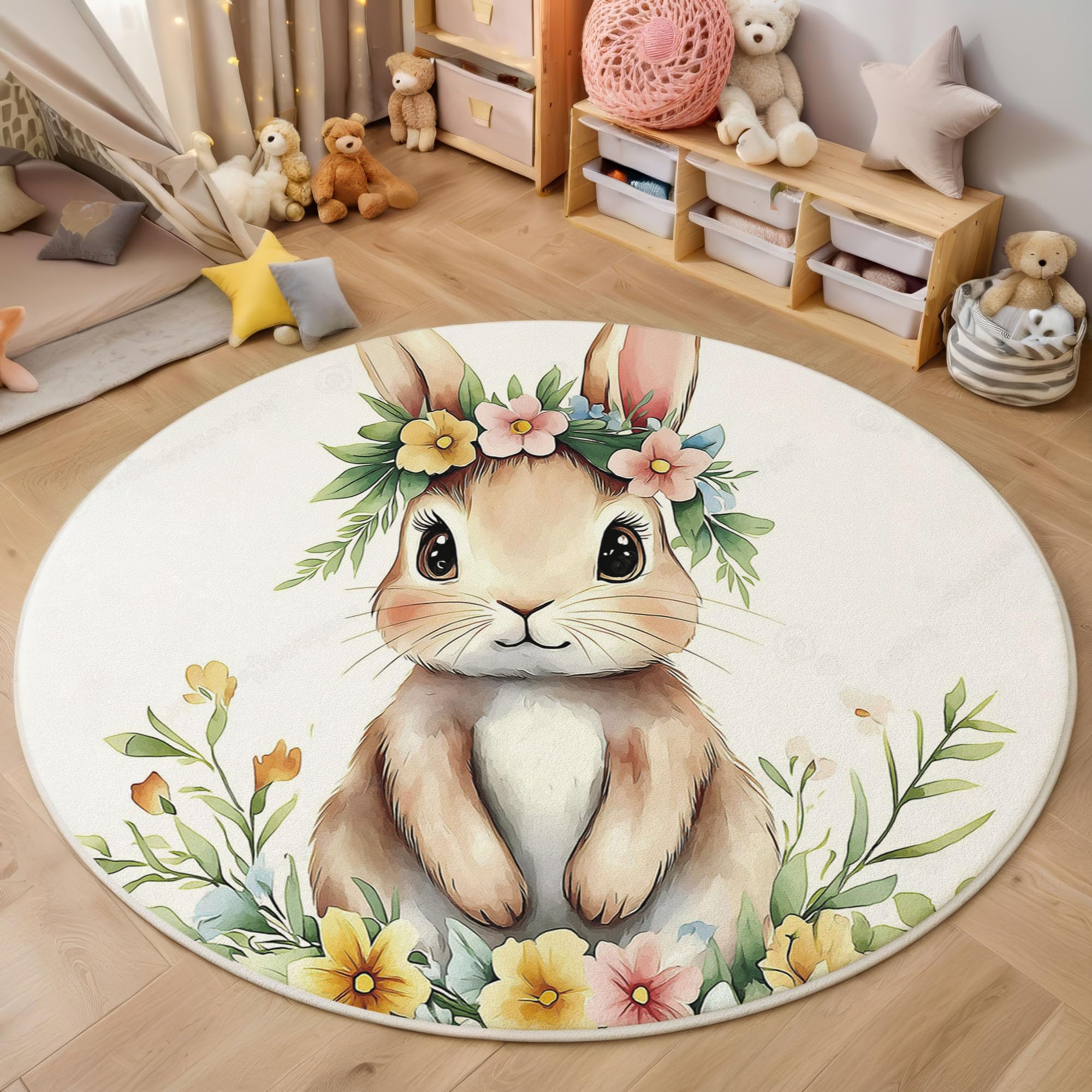 Tapis pour salon et chambre enfant doux motif animaux pour un coin de jeu chaleureux