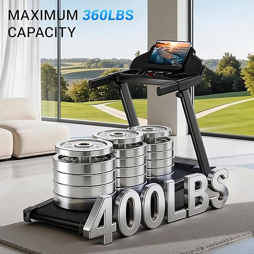 Miniatura 13 de Cintas de correr para el hogar con 16% de inclinación y pantalla LED, cinta de correr plegable de 7 capas que absorbe los golpes con barra de mango