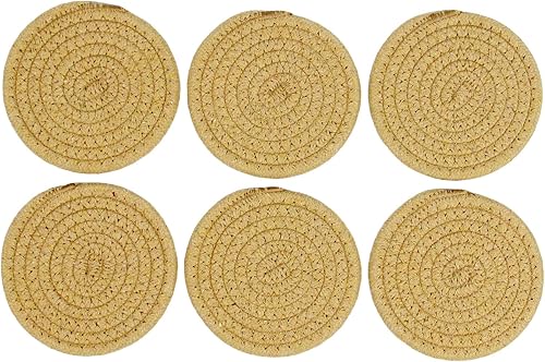 Miniatura 2 de Casaphoria Posavasos tejidos de algodón para bebidas absorbentes, posavasos redondos de algodón resistentes al calor para mesa de café, posavasos