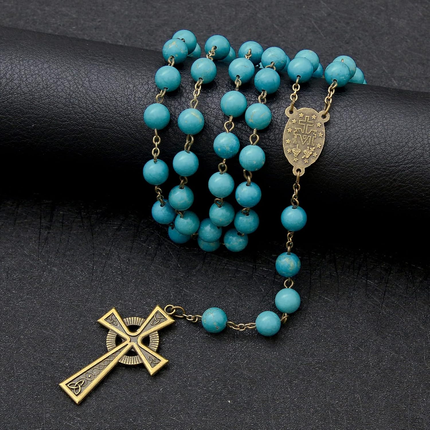KOMI Rosary Beads Catholic for Women Gemstone Rosary Beads Necklace with Crucifix Cross Crystal Pearl Rosary Rosarios Catolicos Catholic Gifts - Image 4