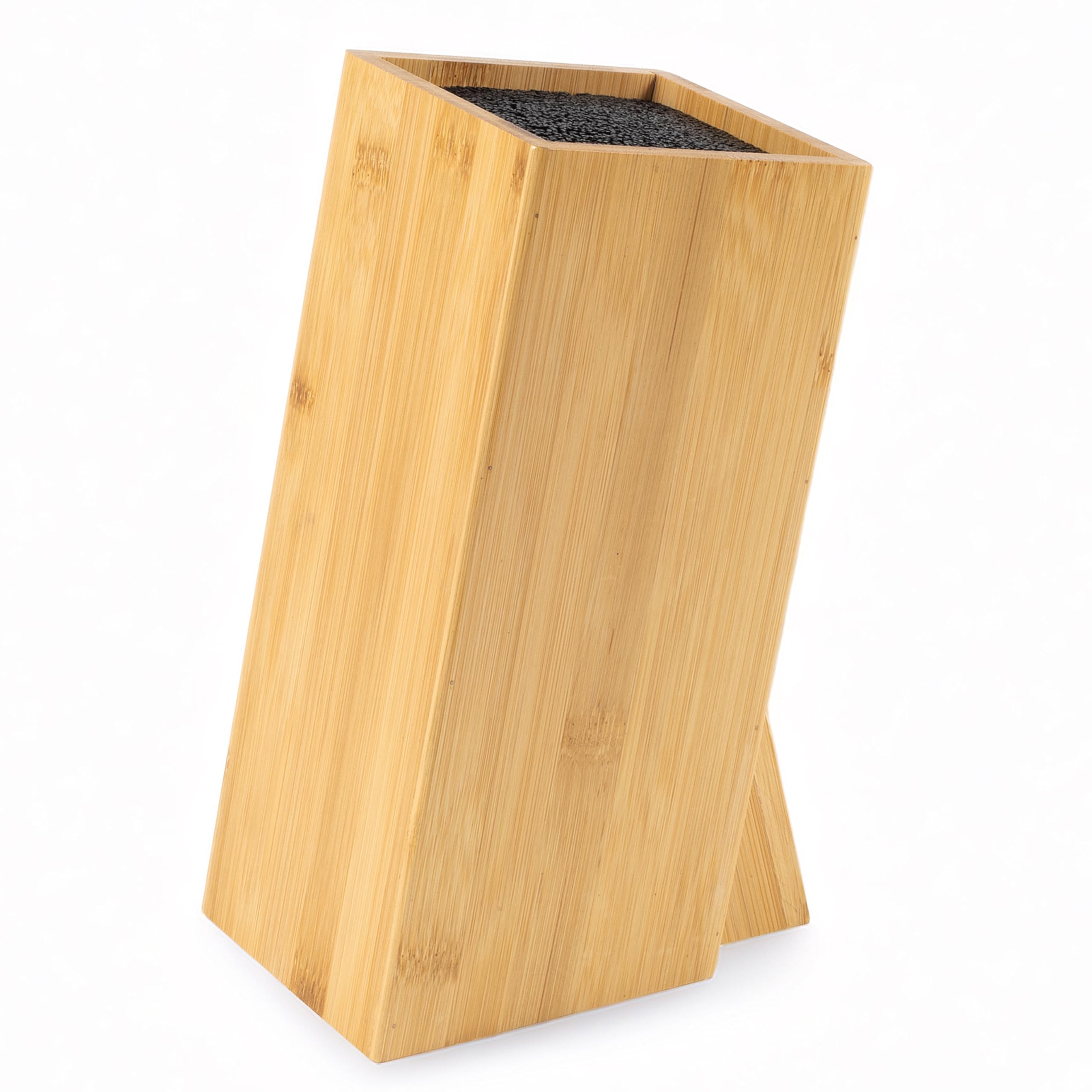 Hanseküche Bloc à couteaux - Porte-couteaux sans couteau - Planche à couteaux en bois (bambou, marron, carré, incliné, un compartiment)