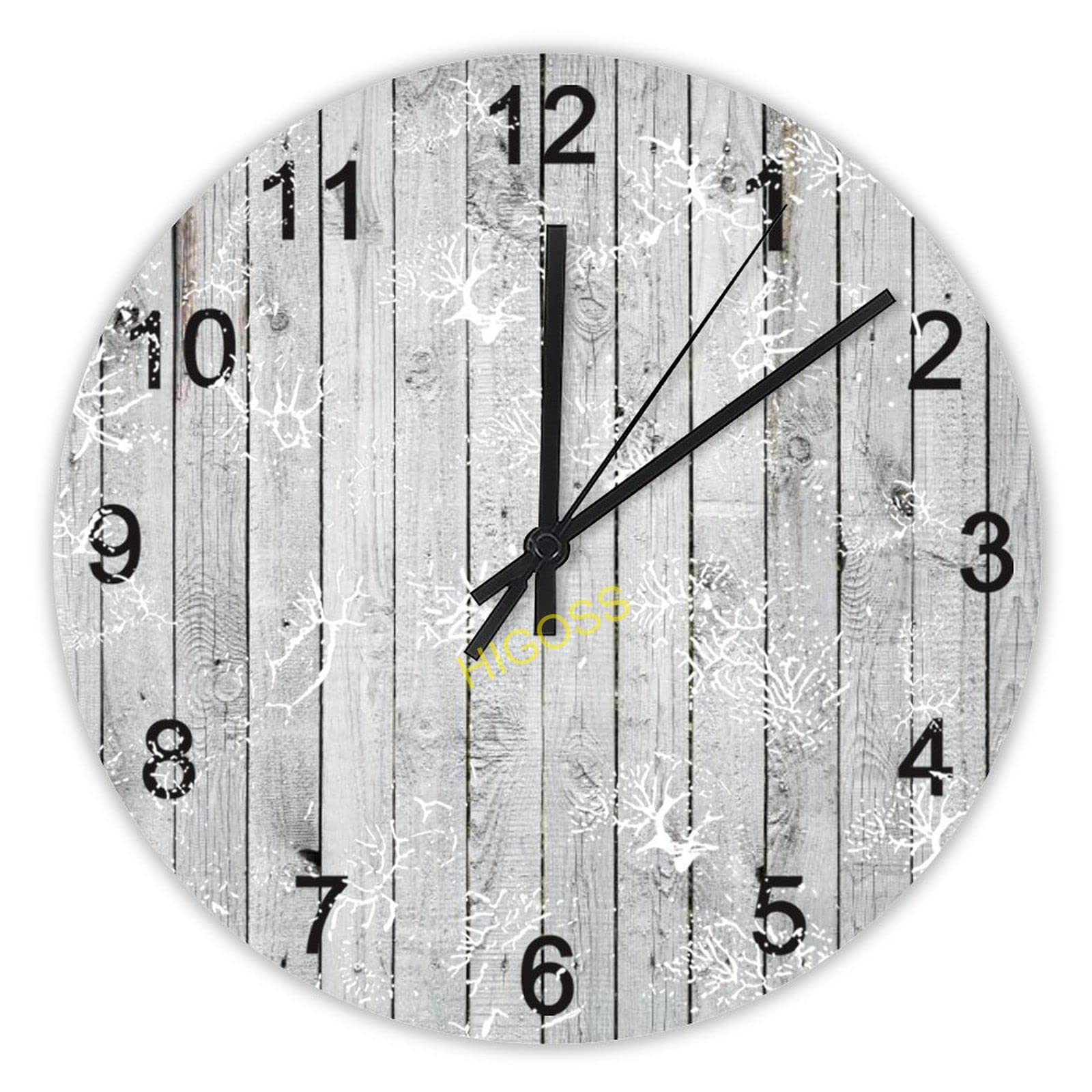 Horloge murale ronde en bois véritable de 38 cm pour salon